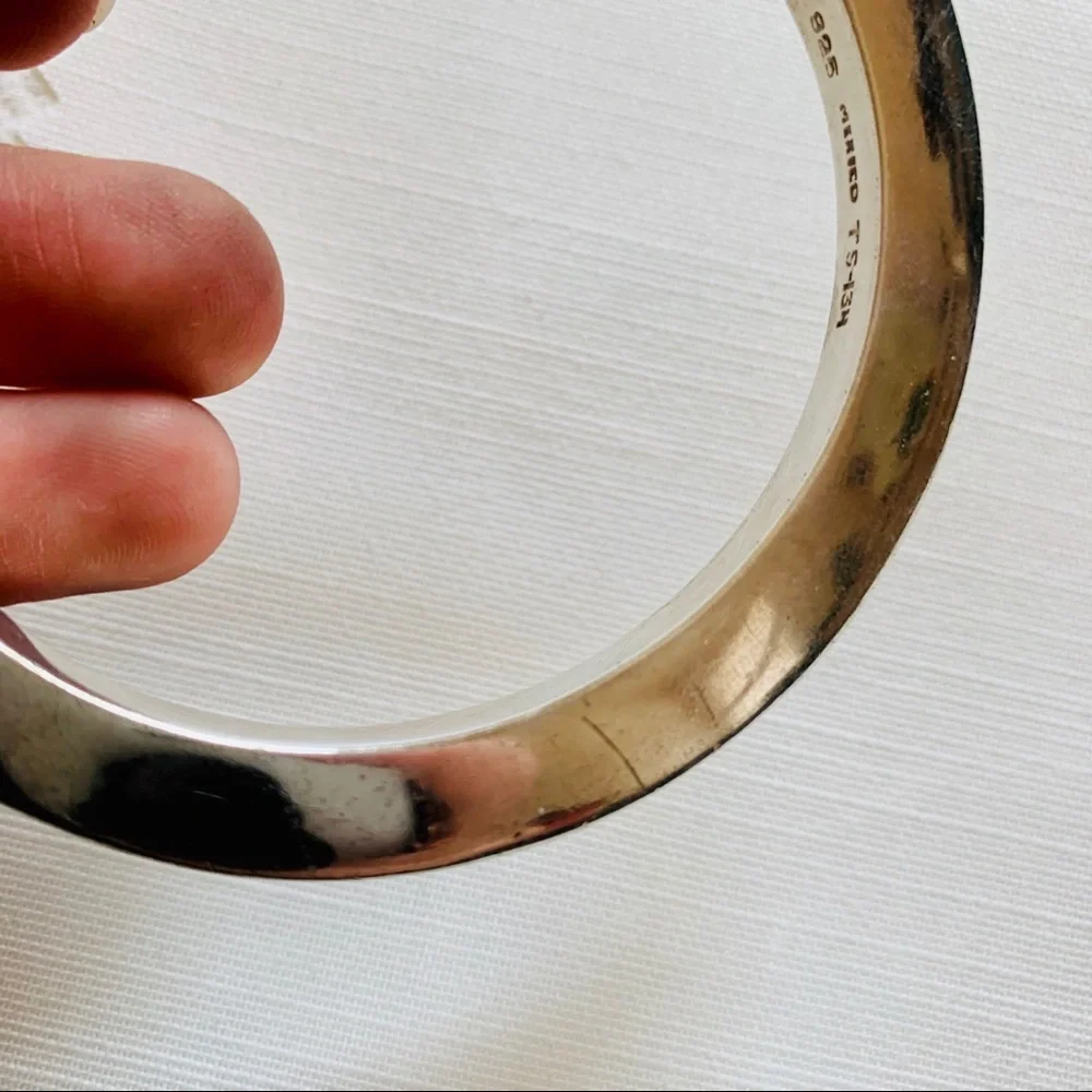 Mexico Sterling Silver 925 Bangle Bracelet TS-134 Minimalist Handcrafted